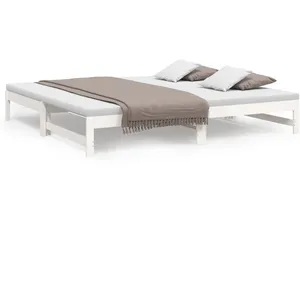 vidaXL Lit coulissant Blanc 2x(100x200) cm Bois de pin massif pas cher
