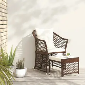 Comparateur de prix : vidaXL Salon de jardin 2 pcs avec coussins Marron Résine tressée