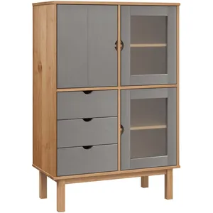 vidaXL Buffet haut OTTA marron et gris 85x43x125 cm bois massif de pin pas cher
