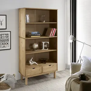 Comparateur de prix : vidaXL Bibliothèque OTTA avec 2 tiroirs Marron Bois massif pin