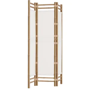 Comparateur de prix : vidaXL Cloison de séparation pliante 3 panneaux 120 cm Bambou et toile