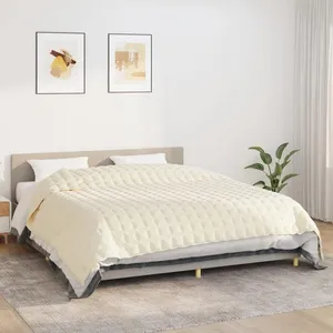 vidaXL Couverture lestée Crème clair 220x260 cm 15 kg Tissu pas cher