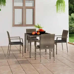 vidaXL Chaises de jardin avec coussins 4 pcs Résine tressée Gris pas cher
