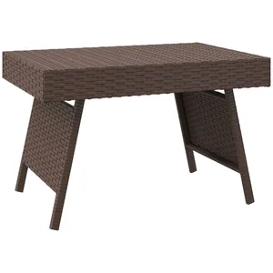 vidaXL Table d'appoint pliable marron 60x40x38 cm résine tressée pas cher