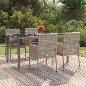 Comparateur de prix : vidaXL Chaises de jardin avec coussins 4 pcs Résine tressée Gris