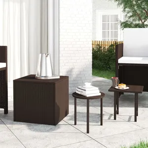 Comparateur de prix : vidaXL Tables d'appoint 3 pcs marron résine tressée