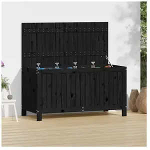 Comparateur de prix : vidaXL Boîte de rangement de jardin Noir 121x55x64 cm Bois massif pin