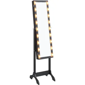 Comparateur de prix : vidaXL Miroir sur pied blanc avec LED noir 34x37x146 cm