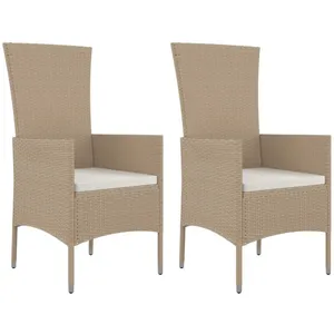 vidaXL Chaises de jardin avec coussins 2 pcs Résine tressée Beige pas cher