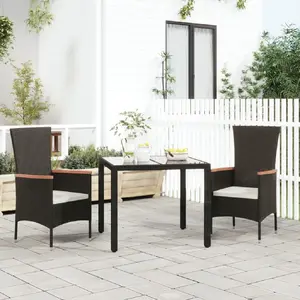 vidaXL Chaises de jardin 2 pcs avec coussins Résine tressée Noir pas cher