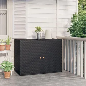 vidaXL Armoire de rangement jardin Noir 100x55,5x80 cm Résine tressée pas cher