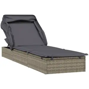 Comparateur de prix : vidaXL Transat avec toit pliable gris 213x63x97 cm résine tressée