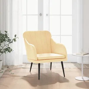 vidaXL Fauteuil Crème 63x76x80 cm Velours pas cher