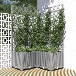 Comparateur de prix : vidaXL Jardinière avec treillis Gris clair 80x80x136 cm PP