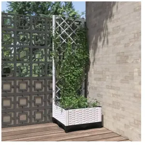Comparateur de prix : vidaXL Jardinière avec treillis Blanc 40x40x121,5 cm PP