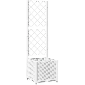 Comparateur de prix : vidaXL Jardinière avec treillis Blanc 40x40x136 cm PP