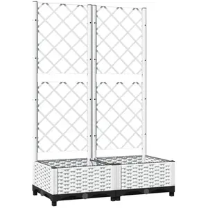 Comparateur de prix : vidaXL Jardinière avec treillis Blanc 80x40x121,5 cm PP