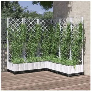 Comparateur de prix : vidaXL Jardinière avec treillis Blanc 120x120x121,5 cm PP