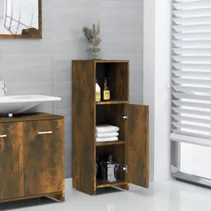 vidaXL Armoire de bain Chêne fumé 30x30x95 cm Bois d'ingénierie pas cher