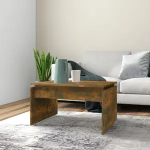 vidaXL Table basse Chêne fumé 68x50x38 cm Bois d'ingénierie pas cher