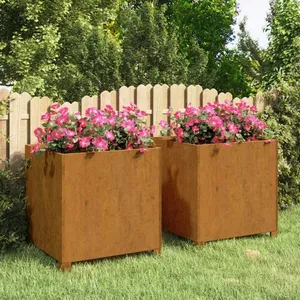 Comparateur de prix : vidaXL Jardinières avec pieds 2 pcs Rouillé 49x47x50 cm Acier corten