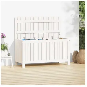 Comparateur de prix : vidaXL Boîte de rangement de jardin Blanc 115x49x60 cm Bois de pin