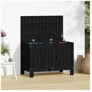 Comparateur de prix : vidaXL Boîte de rangement de jardin Noir 76x42,5x54 cm Bois massif pin