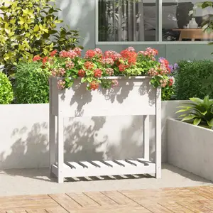 vidaXL Jardinière avec étagère Blanc 82,5x34,5x81cm Bois massif de pin pas cher