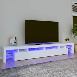Comparateur de prix : vidaXL Meuble TV avec lumières LED Blanc 260x36,5x40 cm