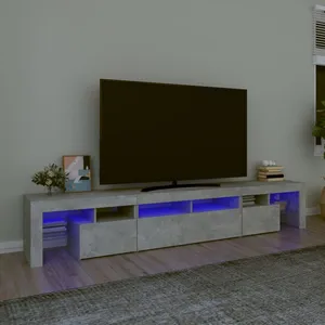 Comparateur de prix : vidaXL Meuble TV avec lumières LED Gris béton 230x36,5x40 cm