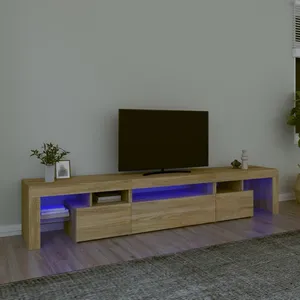 Comparateur de prix : vidaXL Meuble TV avec lumières LED Chêne sonoma 215x36,5x40 cm