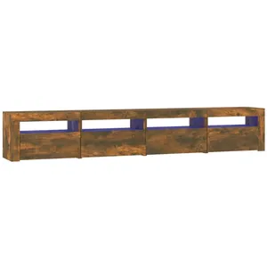 vidaXL Meuble TV avec lumières LED Chêne fumé 240x35x40 cm pas cher