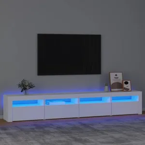 Comparateur de prix : vidaXL Meuble TV avec lumières LED Blanc 240x35x40 cm