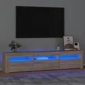 vidaXL Meuble TV avec lumières LED Chêne sonoma 180x35x40 cm pas cher