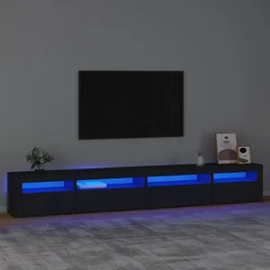 vidaXL Vidaxl Meuble Tv Avec Lumières Led Noir 270x35x40 Cm pas cher