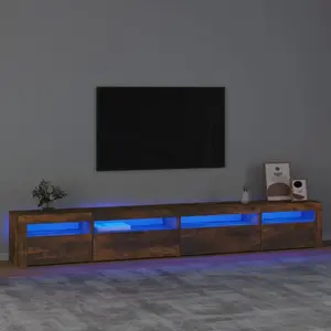 vidaXL Meuble TV avec lumières LED Chêne fumé 270x35x40 cm pas cher