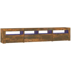 Comparateur de prix : vidaXL Meuble TV avec lumières LED Chêne fumé 210x35x40 cm