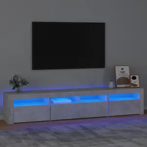 Comparateur de prix : vidaXL Meuble TV avec lumières LED Gris béton 210x35x40 cm