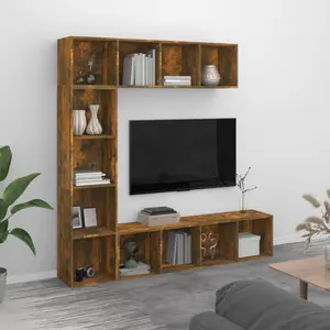 Comparateur de prix : vidaXL Ensemble bibliothèque/meuble TV 3 pcs Chêne fumé 180x30x180 cm