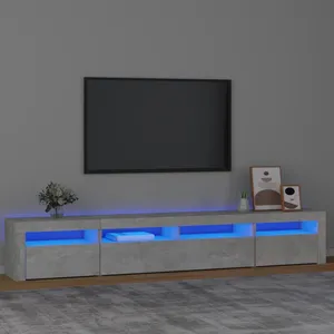 vidaXL Meuble TV avec lumières LED Gris béton 240x35x40 cm pas cher