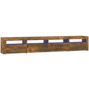 vidaXL Meuble TV avec lumières LED Chêne fumé 240x35x40 cm
