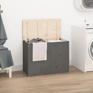 Comparateur de prix : vidaXL Boîte à linge Gris 88,5x44x66 cm Bois massif de pin