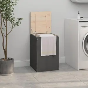 Comparateur de prix : vidaXL Boîte à linge Gris 44x44x66 cm Bois massif de pin