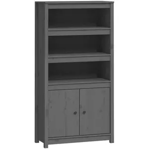 vidaXL Buffet haut Gris 80x35x154 cm Bois massif de pin pas cher