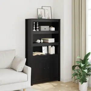 vidaXL Buffet haut Noir 80x35x154 cm Bois massif de pin