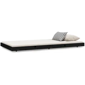 vidaXL Cadre de lit Noir 100x200 cm Bois de pin massif pas cher