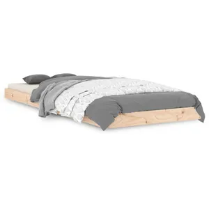 Cadre de lit 75x190 cm petit simple bois massif de pin vidaXL - Natural pas cher