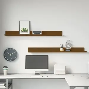 Comparateur de prix : vidaXL Étagères murales 2pcs Marron miel 110x11x9cm Bois de pin massif