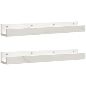 vidaXL Étagères murales 2 pcs Blanc 80x12x9 cm Bois de pin massif pas cher