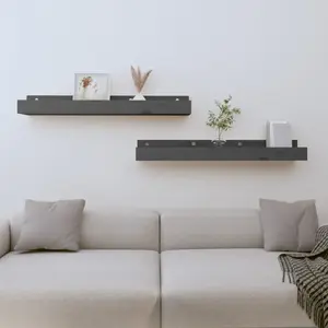 Comparateur de prix : vidaXL Étagères murales 2 pcs Gris 80x12x9 cm Bois de pin massif